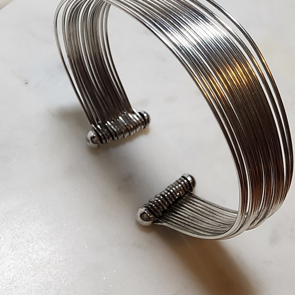 Vintage Sterling Silver Multi-Wire Cuff Bracelet | 925 Marked